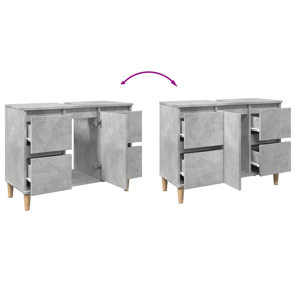 Mobile Lavabo Grigio Cemento 80x33x60 cm in Legno Multistrato