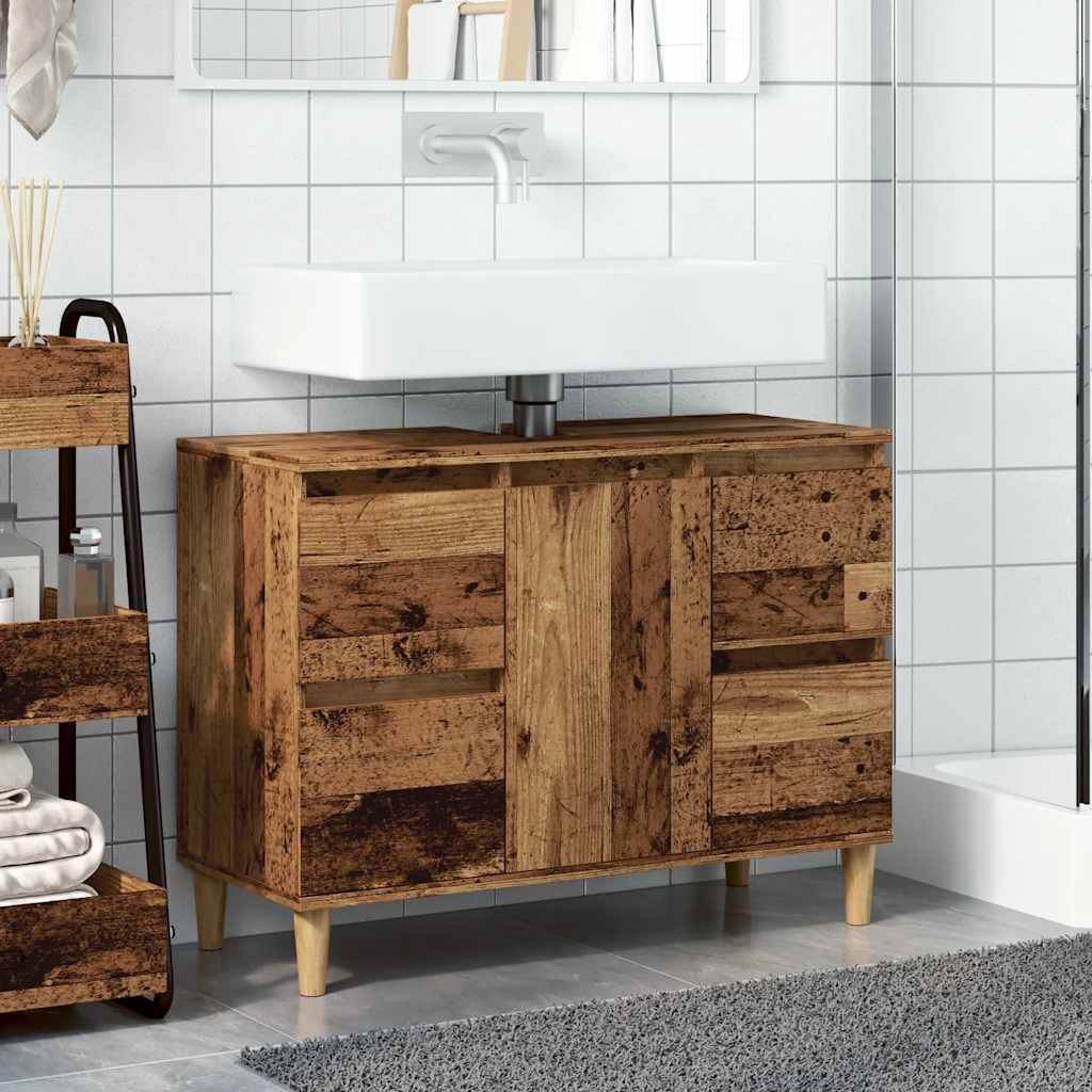 Mobile Lavabo Legno Antico 80x33x60 cm in Legno Multistrato 857126