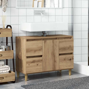 Mobile Lavabo Rovere Artigianale 80x33x60 cm Legno Multistrato 857127