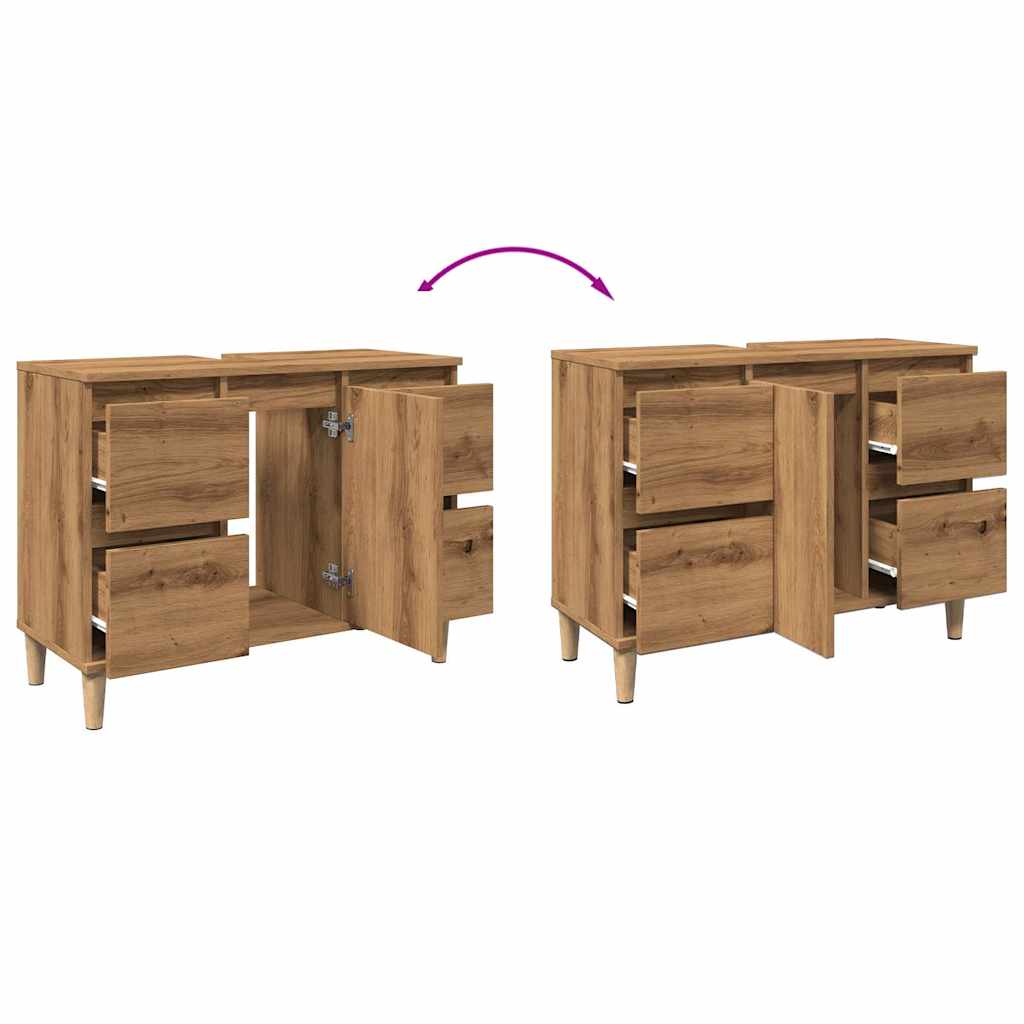 vidaXL Mobile Lavabo Rovere Artigianale 80x33x60 cm Legno Multistrato