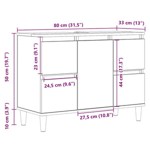 Mobile Lavabo Rovere Artigianale 80x33x60 cm Legno Multistrato 857127