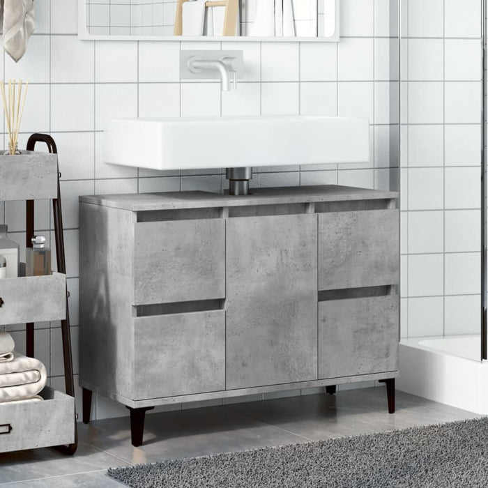 Mobile Lavabo-Armadietto da bagno Grigio Cemento 80x33x60 cm in Legno Multistrato