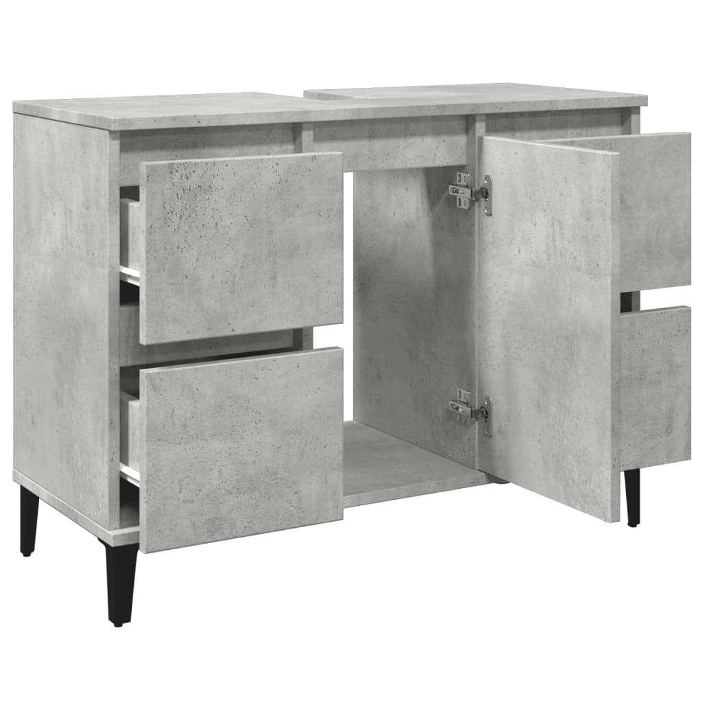 Mobile Lavabo-Armadietto da bagno Grigio Cemento 80x33x60 cm in Legno Multistrato