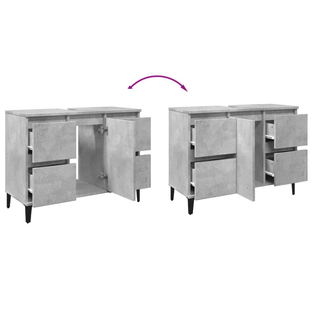 vidaXL Mobile Lavabo Grigio Cemento 80x33x60 cm in Legno Multistrato