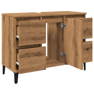 Mobile Lavabo Rovere Artigianale 80x33x60 cm Legno Multistrato