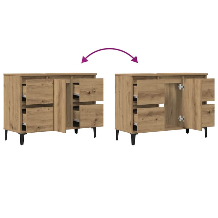 Mobile Lavabo Rovere Artigianale 80x33x60 cm Legno Multistrato 857130