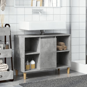 Armadietto da Bagno Grigio Cemento 80x33x60cm Legno Multistrato 857132
