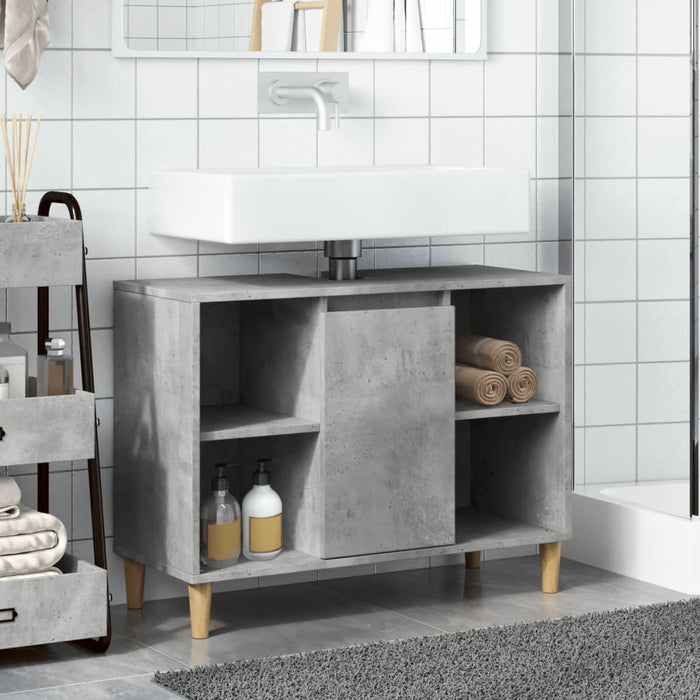 Armadietto da Bagno Grigio Cemento 80x33x60cm Legno Multistrato