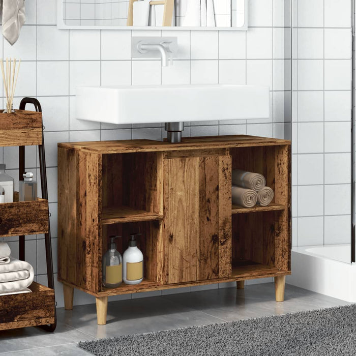 Mobile da Bagno Legno Antico 80x33x60 cm in Legno Multistrato 857133
