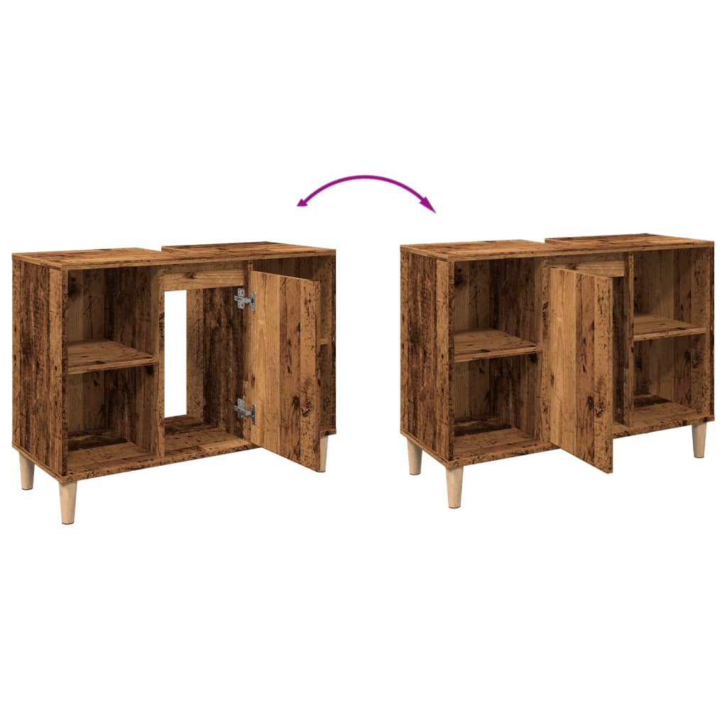 Mobile da Bagno Legno Antico 80x33x60 cm in Legno Multistrato 857133
