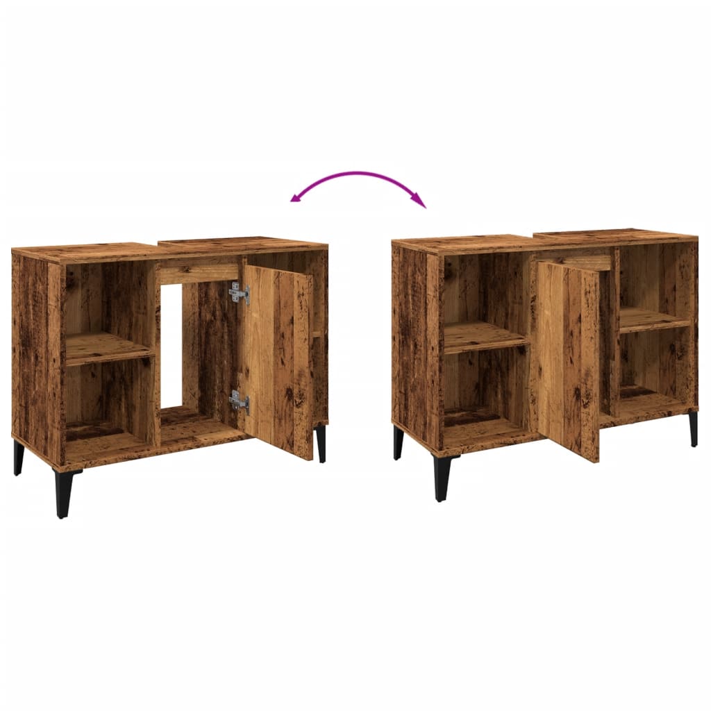 vidaXL Mobile Lavabo Legno Antico 80x33x60 cm in Legno Multistrato