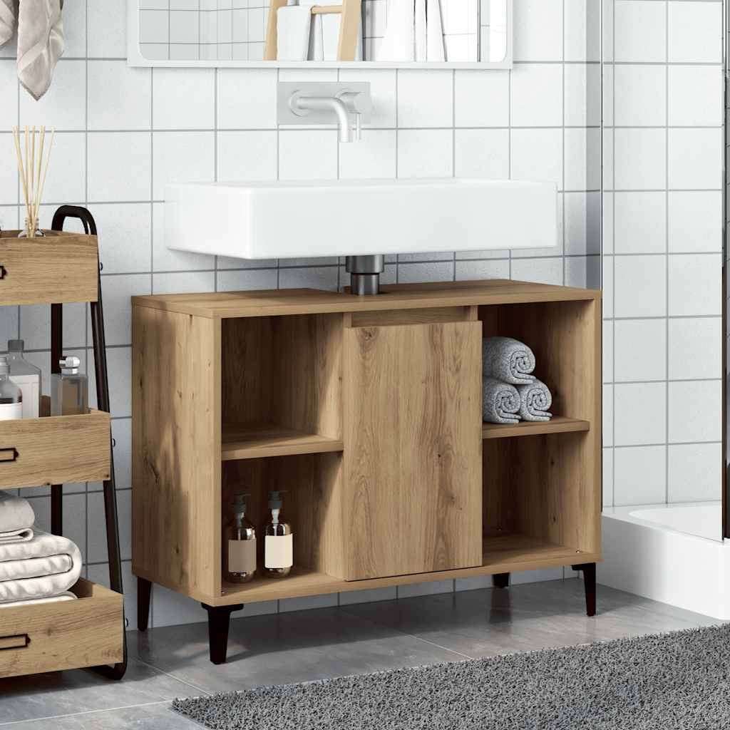 Mobile Lavabo Rovere Artigianale 80x33x60 cm Legno Multistrato 857136