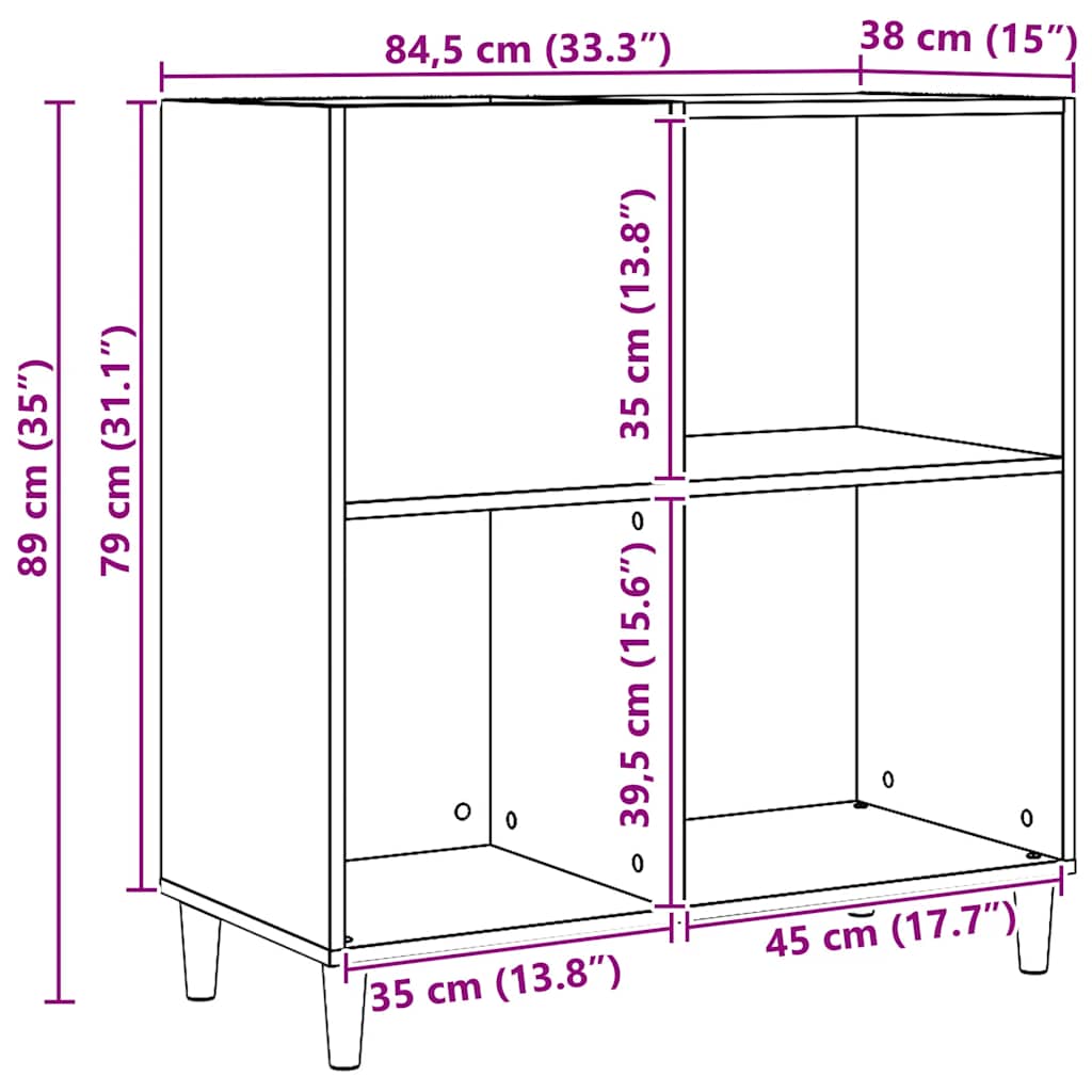 Mobile Porta Dischi Artigianale 84,5x38x89 cm Legno Multistrato 857172