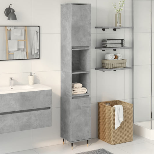 vidaXL Armadietto Bagno Grigio Cemento 30x30x190 cm Legno Multistrato