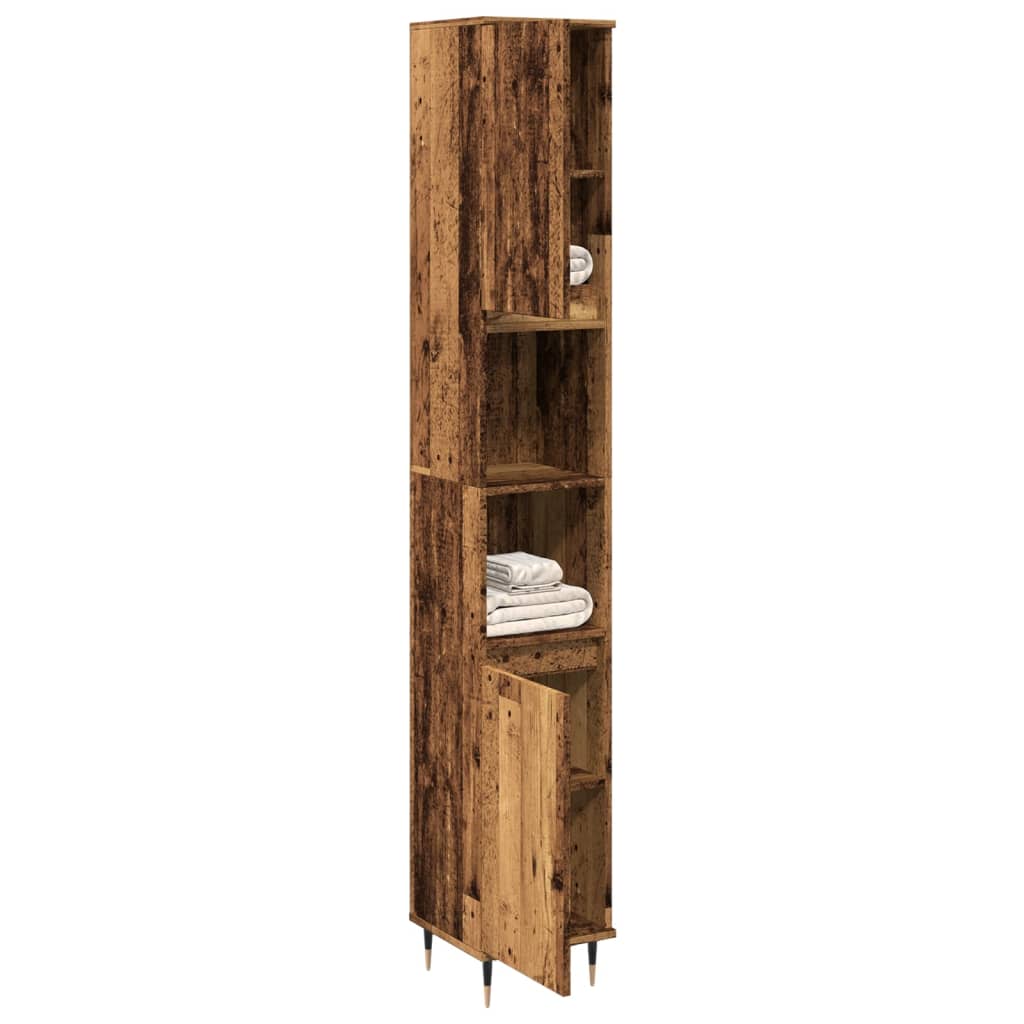 vidaXL Armadietto Bagno Legno Antico 30x30x190 cm in Legno Multistrato