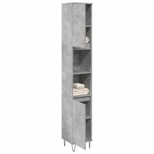 Armadietto Bagno Grigio Cemento 30x30x190 cm Legno Multistrato 857198