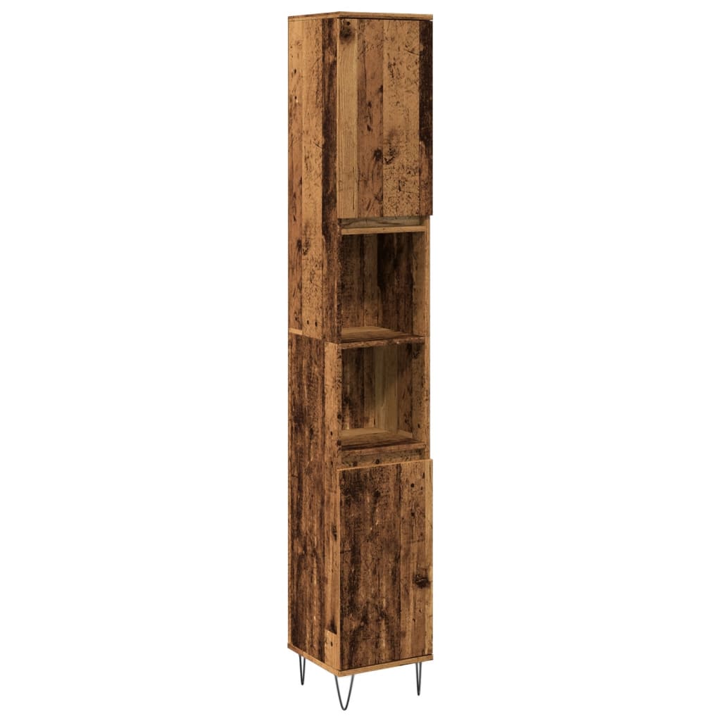 Armadietto Bagno Legno Antico 30x30x190 cm in Legno Multistrato 857199