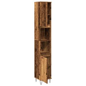 Armadietto Bagno Legno Antico 30x30x190 cm in Legno Multistrato 857199