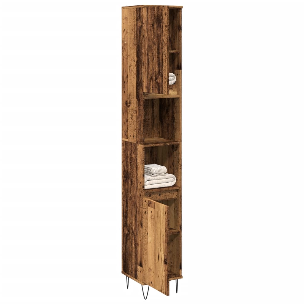 Armadietto Bagno Legno Antico 30x30x190 cm in Legno Multistrato 857199
