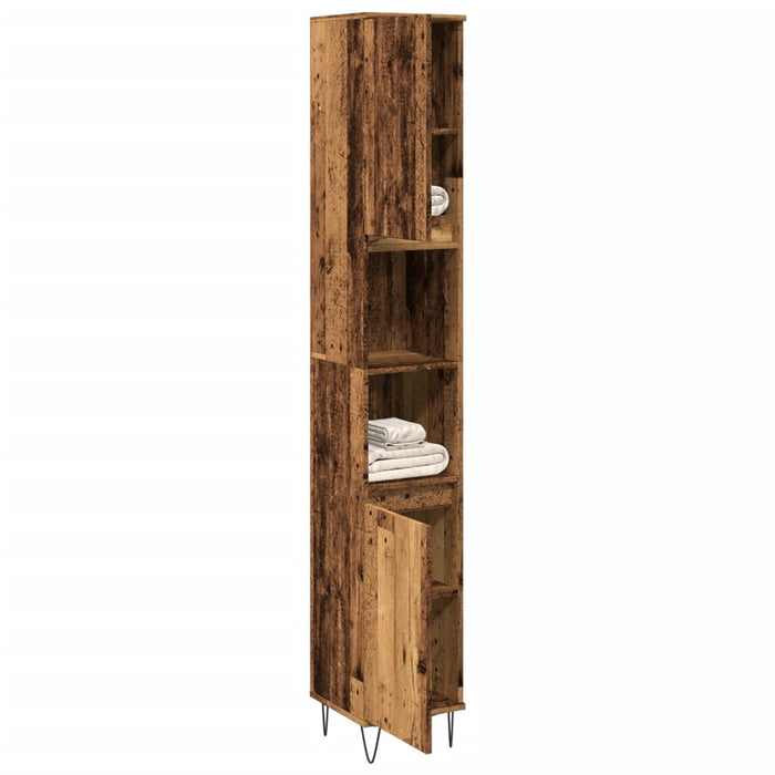 Armadietto Bagno Legno Antico 30x30x190 cm in Legno Multistrato 857199