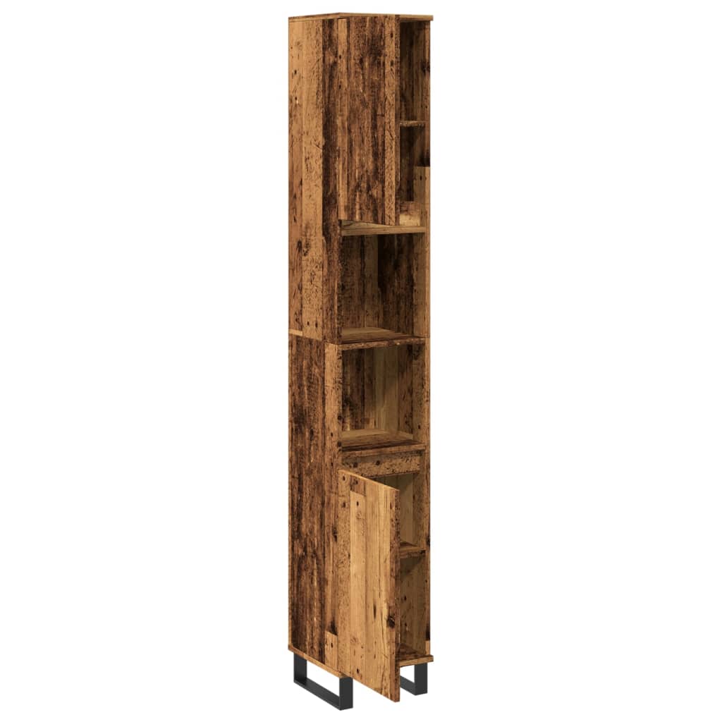 Armadietto Bagno Legno Antico 30x30x190 cm in Legno Multistrato
