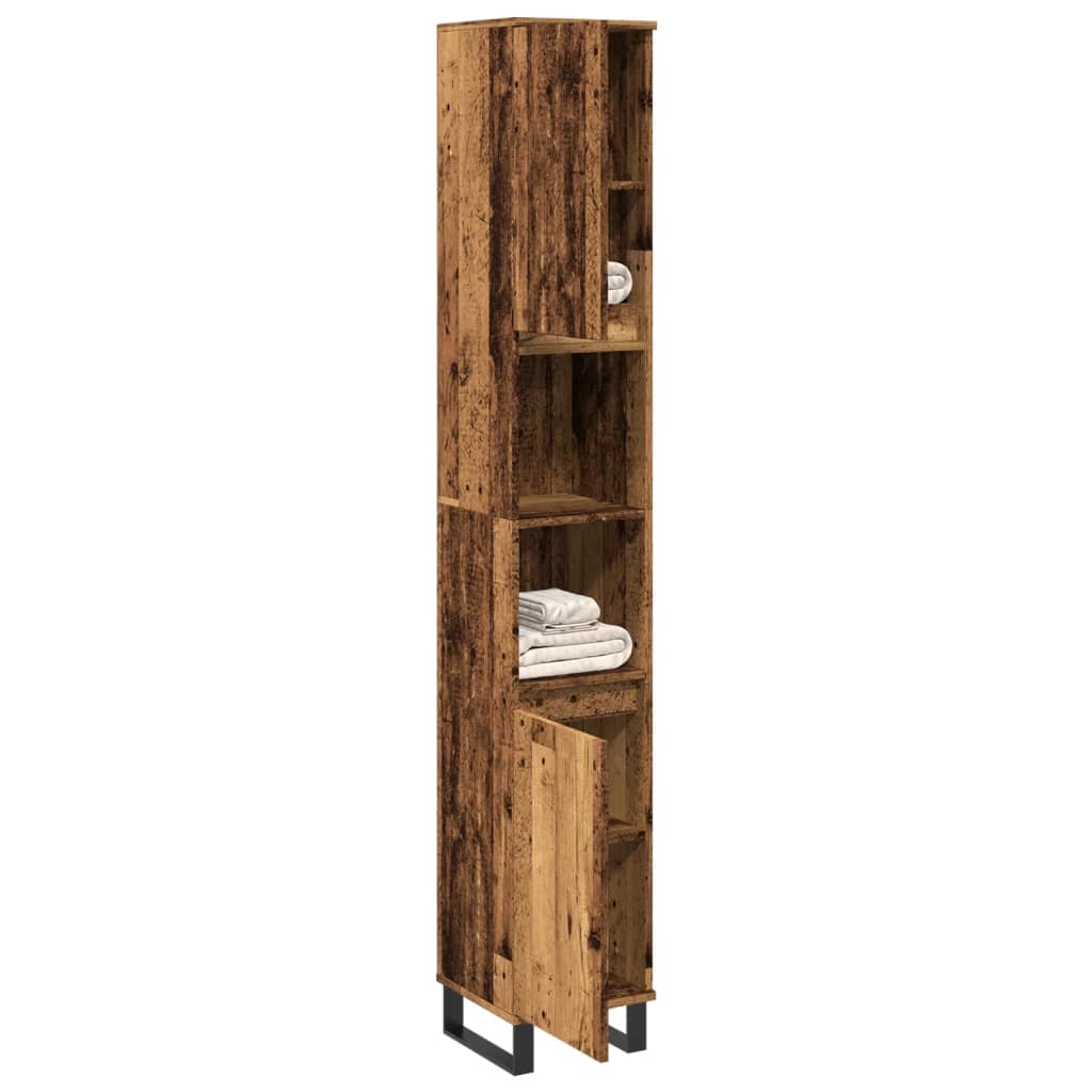 Armadietto Bagno Legno Antico 30x30x190 cm in Legno Multistrato 857202