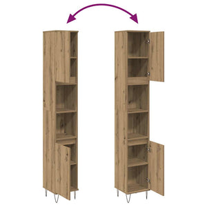 vidaXL Armadietto Bagno Rovere 30x30x190 cm Legno Multistrato