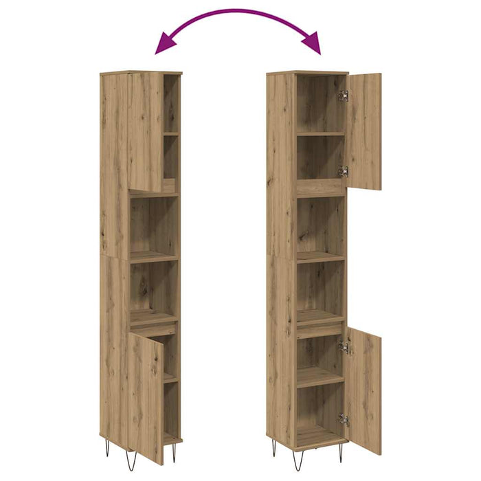 Armadietto Bagno Rovere 30x30x190 cm Legno Multistrato 857203