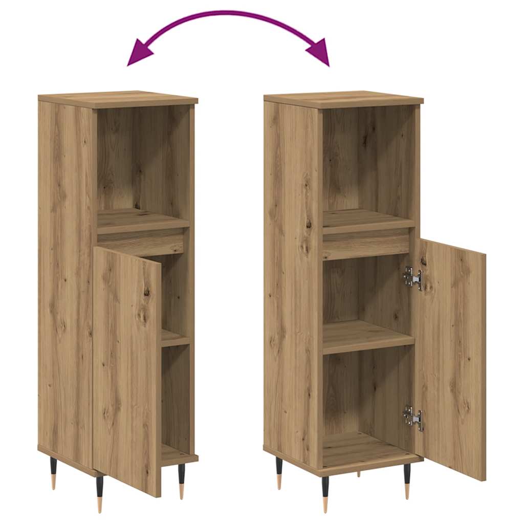 vidaXL Armadietto da Bagno Rovere Artigianale 30x30x100 cm Truciolato