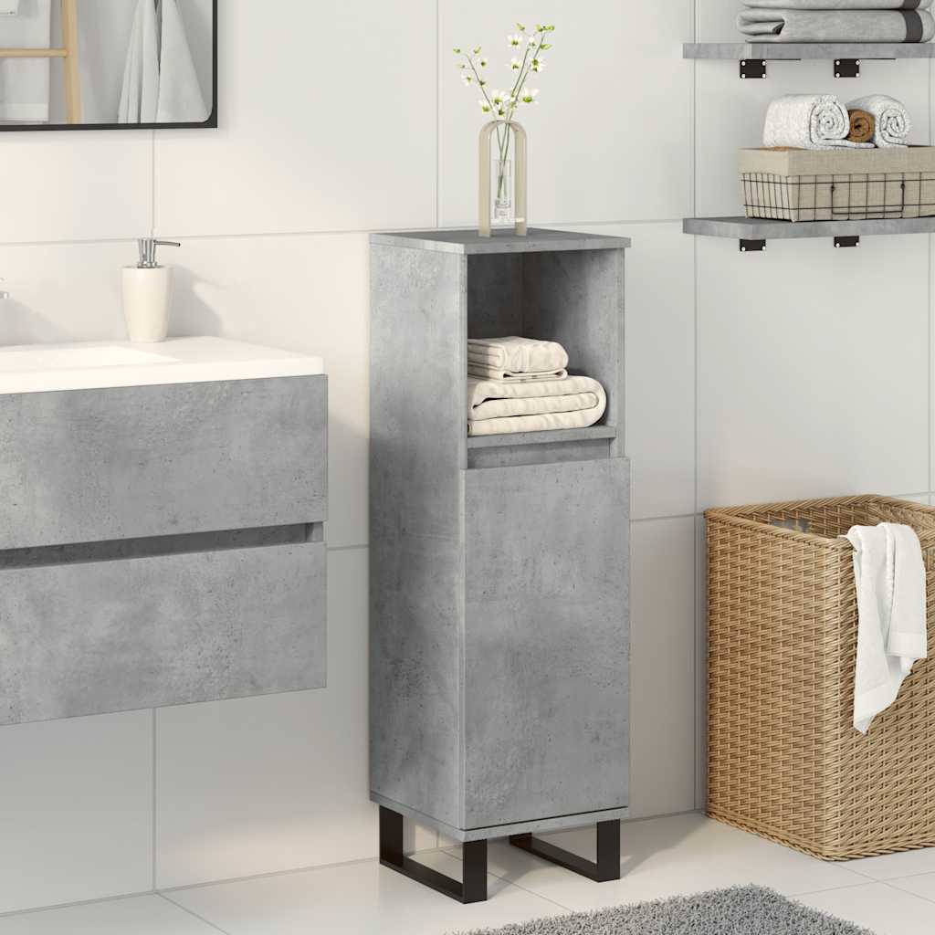 Armadietto da Bagno Grigio Cemento 30x30x100 cm in Truciolato 857210