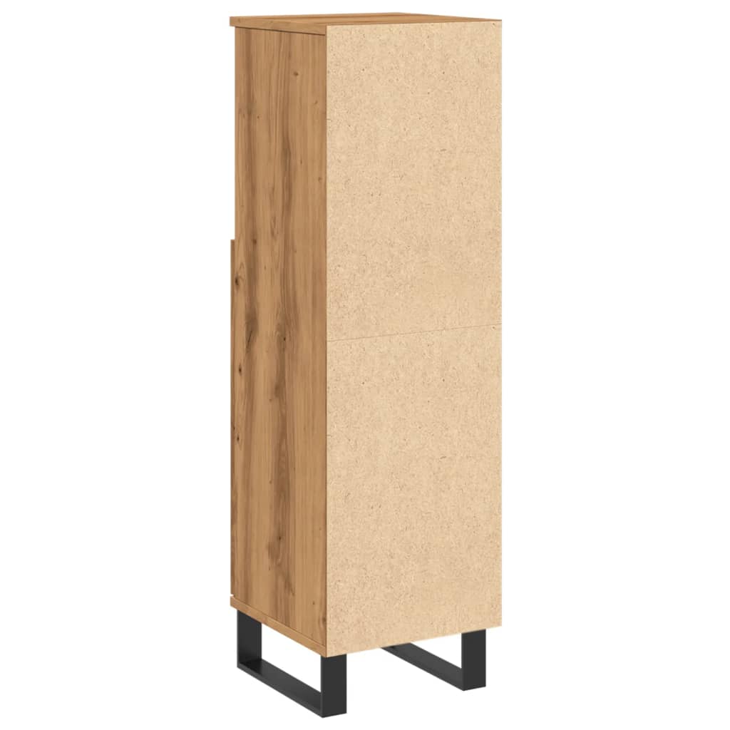 Armadietto da Bagno Rovere Artigianale 30x30x100 cm Truciolato 857212