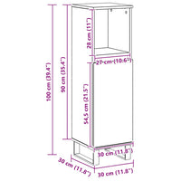 vidaXL Armadietto da Bagno Rovere Artigianale 30x30x100 cm Truciolato