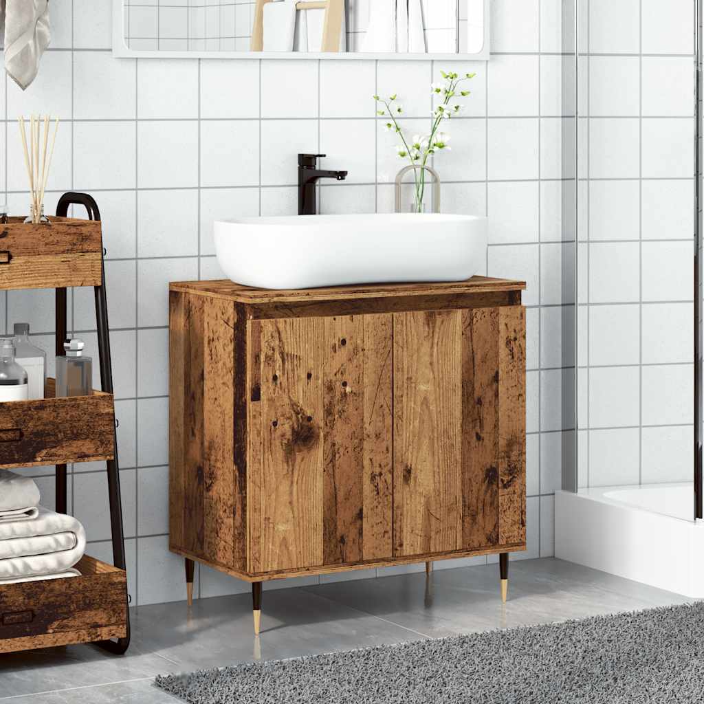 Mobile da Bagno Legno Antico 58x33x60 cm in Truciolato