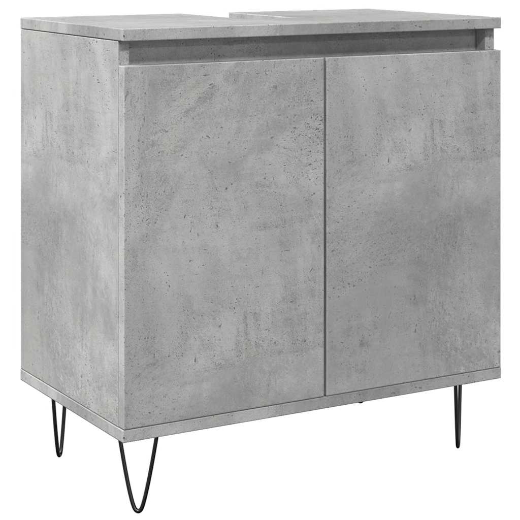 Armadietto da Bagno Grigio Cemento 58x33x60cm Legno Multistrato