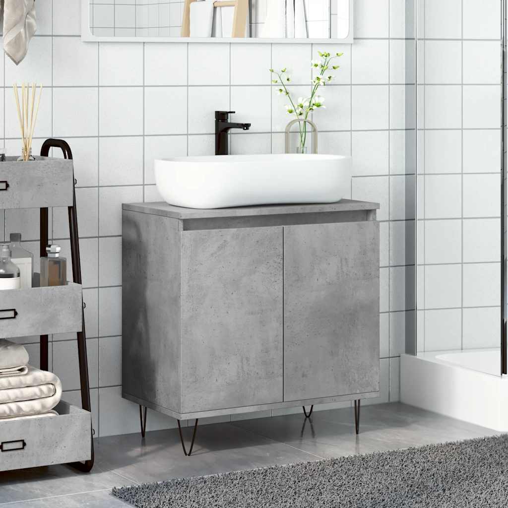 Armadietto da Bagno Grigio Cemento 58x33x60cm Legno Multistrato 857216