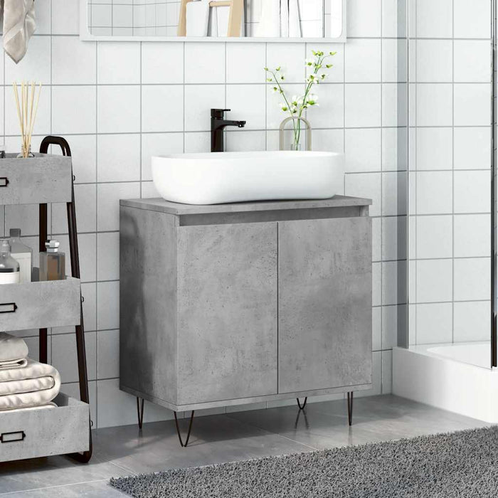 Armadietto da Bagno Grigio Cemento 58x33x60cm Legno Multistrato 857216