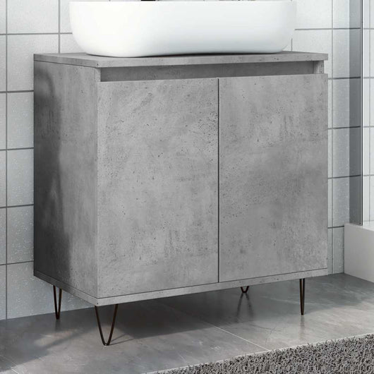 Armadietto da Bagno Grigio Cemento 58x33x60cm Legno Multistrato 857216