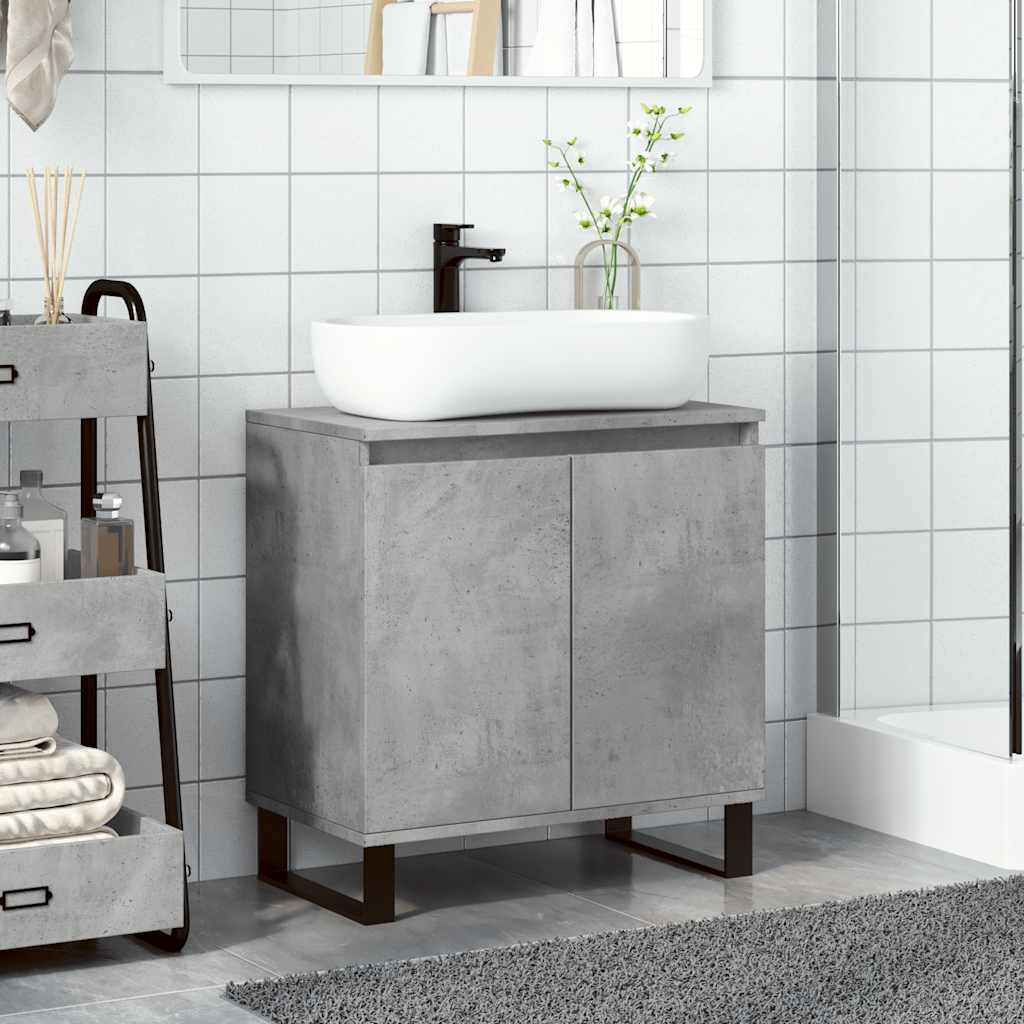 Armadietto da Bagno Grigio Cemento 58x33x60cm in Truciolato 857219