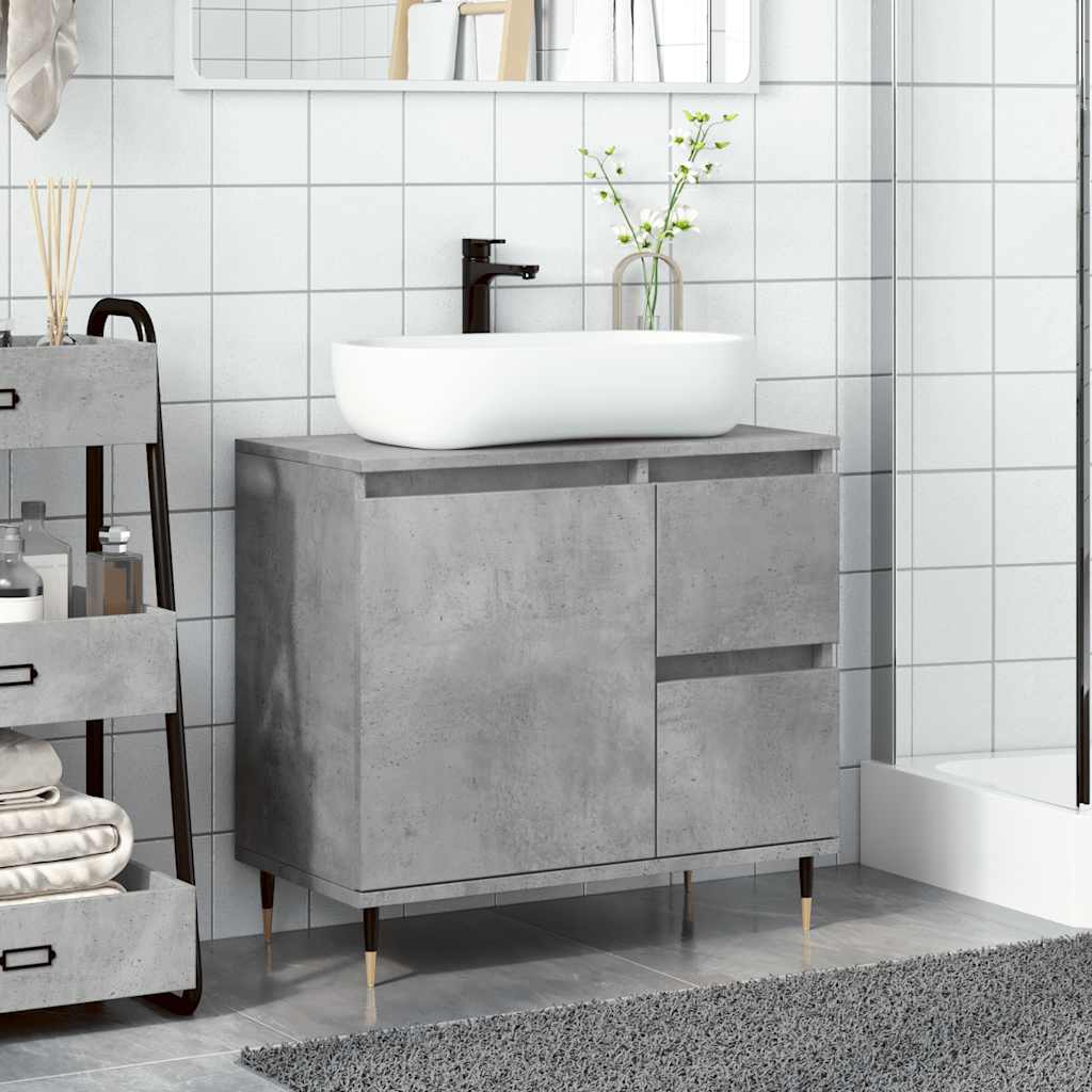 Armadietto da Bagno Grigio Cemento 65x33x60cm in Truciolato