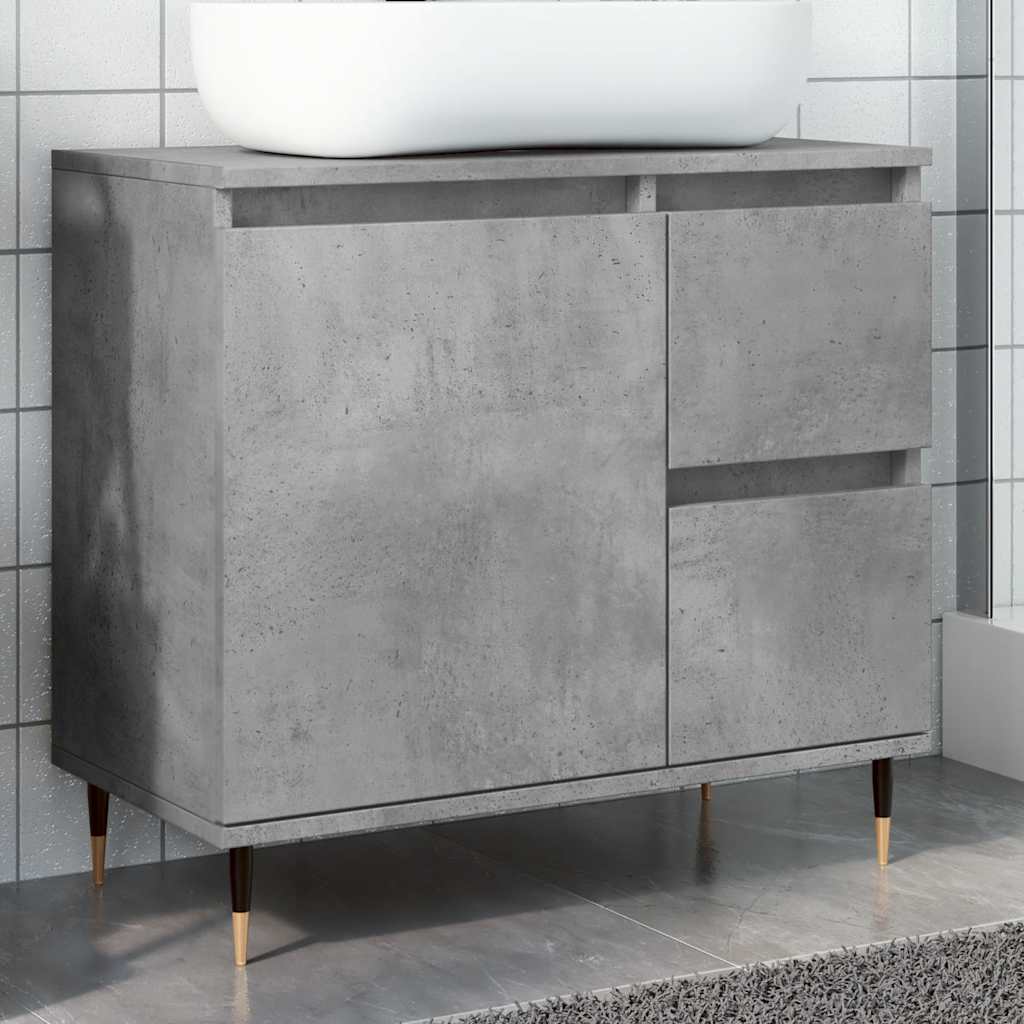 Armadietto da Bagno Grigio Cemento 65x33x60cm in Truciolato 857222