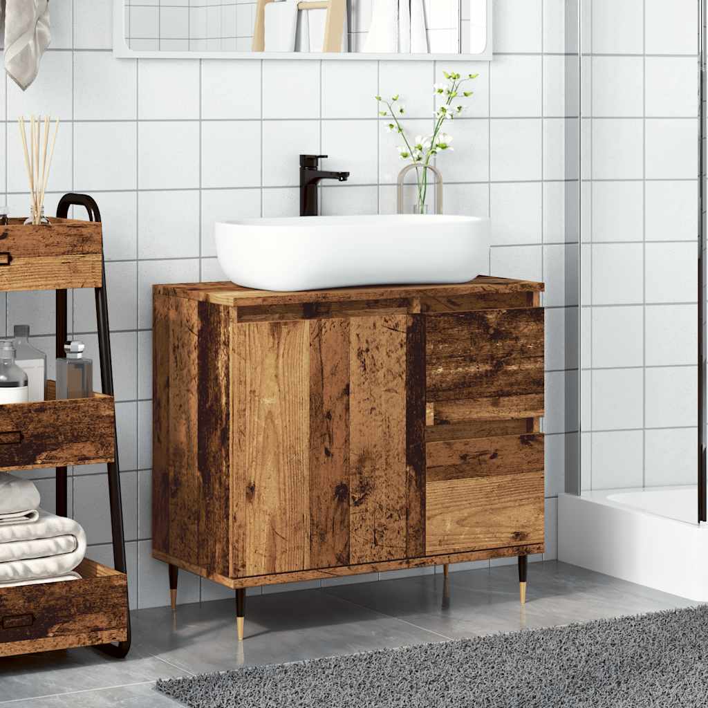 Armadietto da Bagno Legno Antico 65x33x60 cm in Truciolato 857223