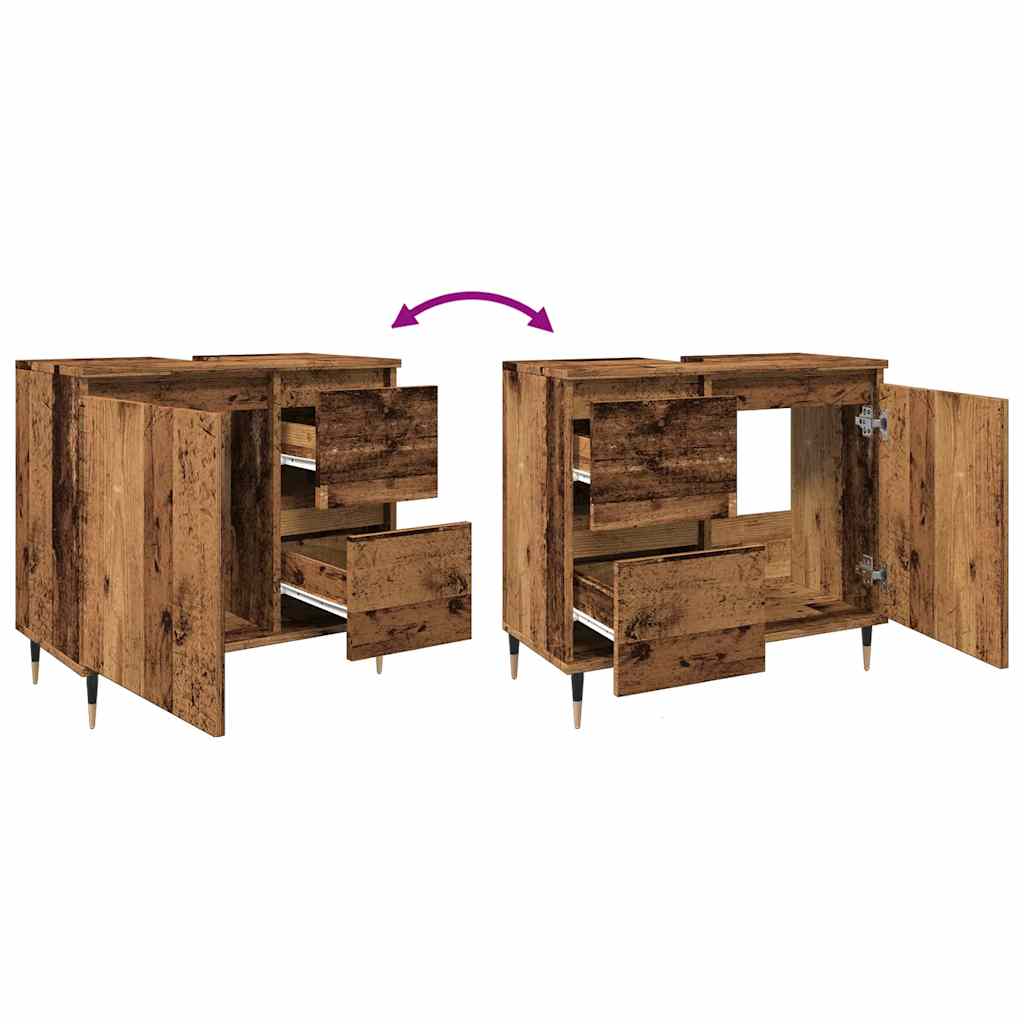 Armadietto da Bagno Legno Antico 65x33x60 cm in Truciolato 857223