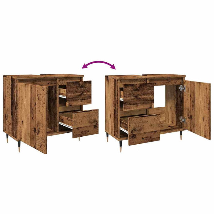 Armadietto da Bagno Legno Antico 65x33x60 cm in Truciolato 857223