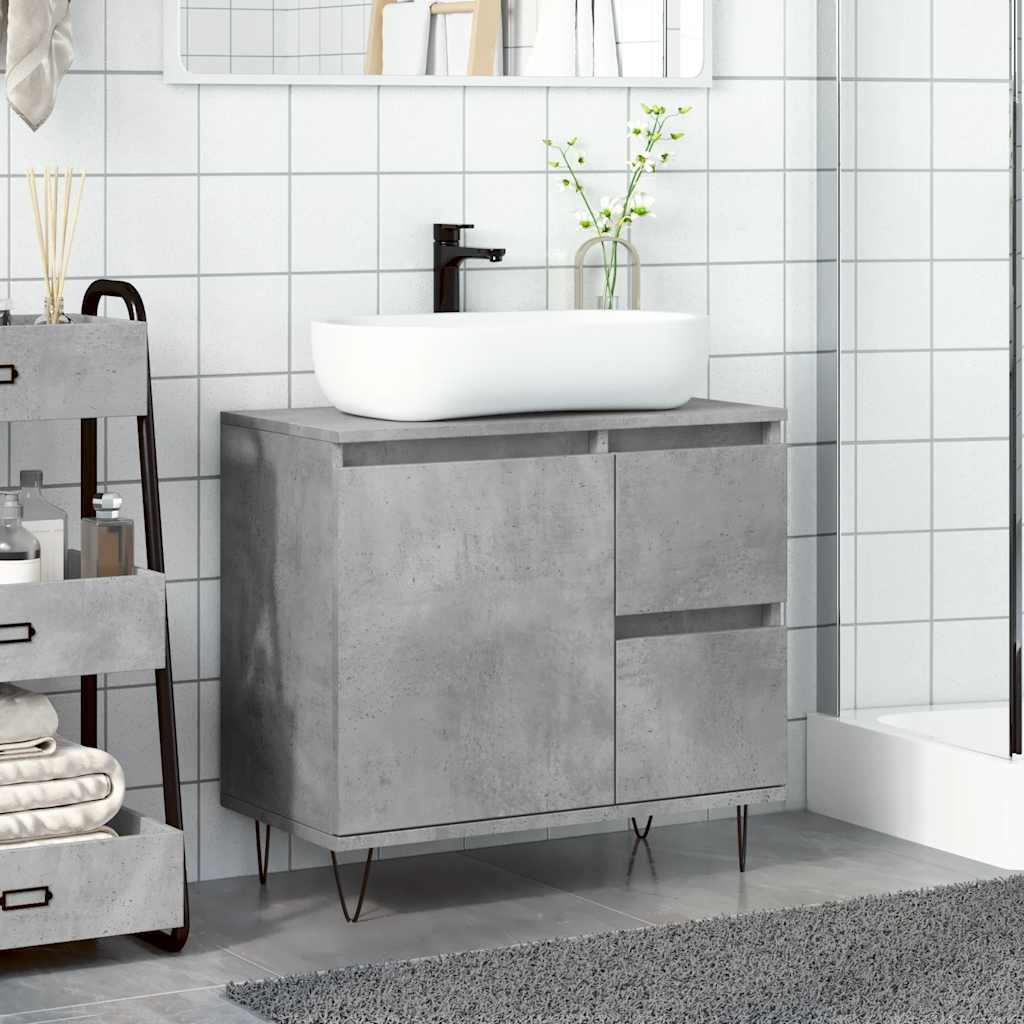 vidaXL Armadietto da Bagno Grigio Cemento 65x33x60cm in Truciolato