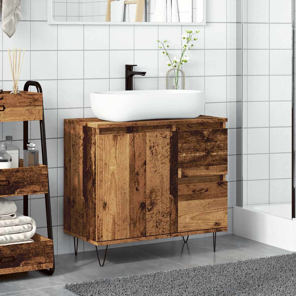 Armadietto da Bagno Legno Antico 65x33x60 cm in Truciolato 857226