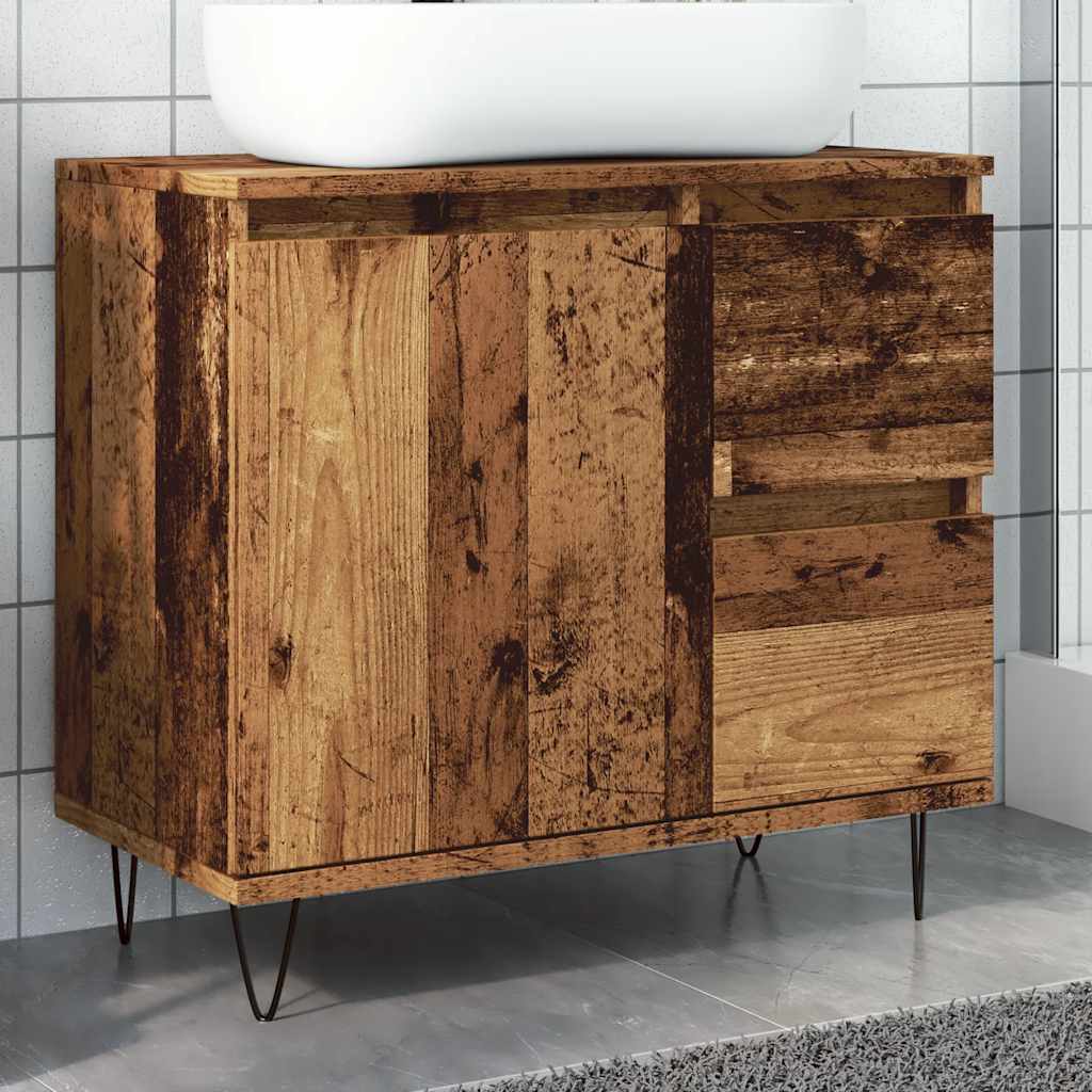 Armadietto da Bagno Legno Antico 65x33x60 cm in Truciolato 857226