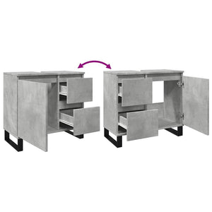 Armadietto da Bagno Grigio Cemento 65x33x60cm in Truciolato