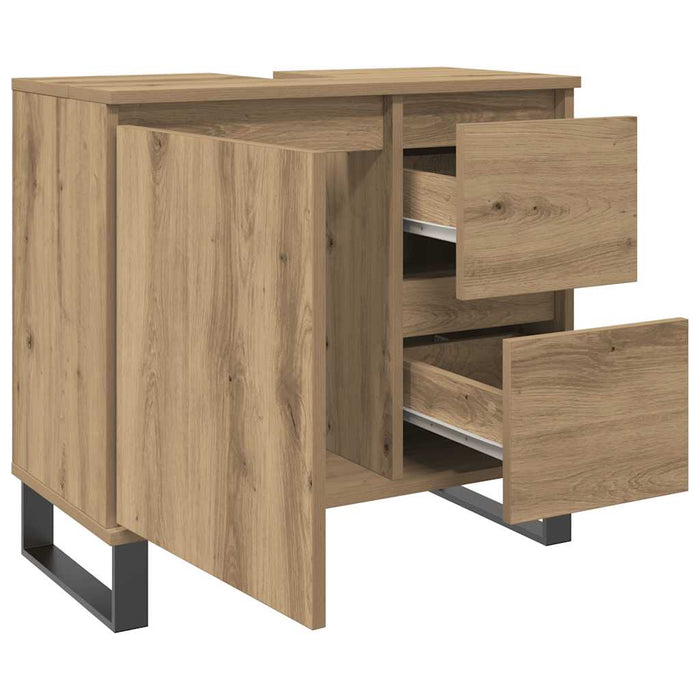 Armadietto da Bagno Rovere Artigianale 65x33x60cm in Truciolato 857230