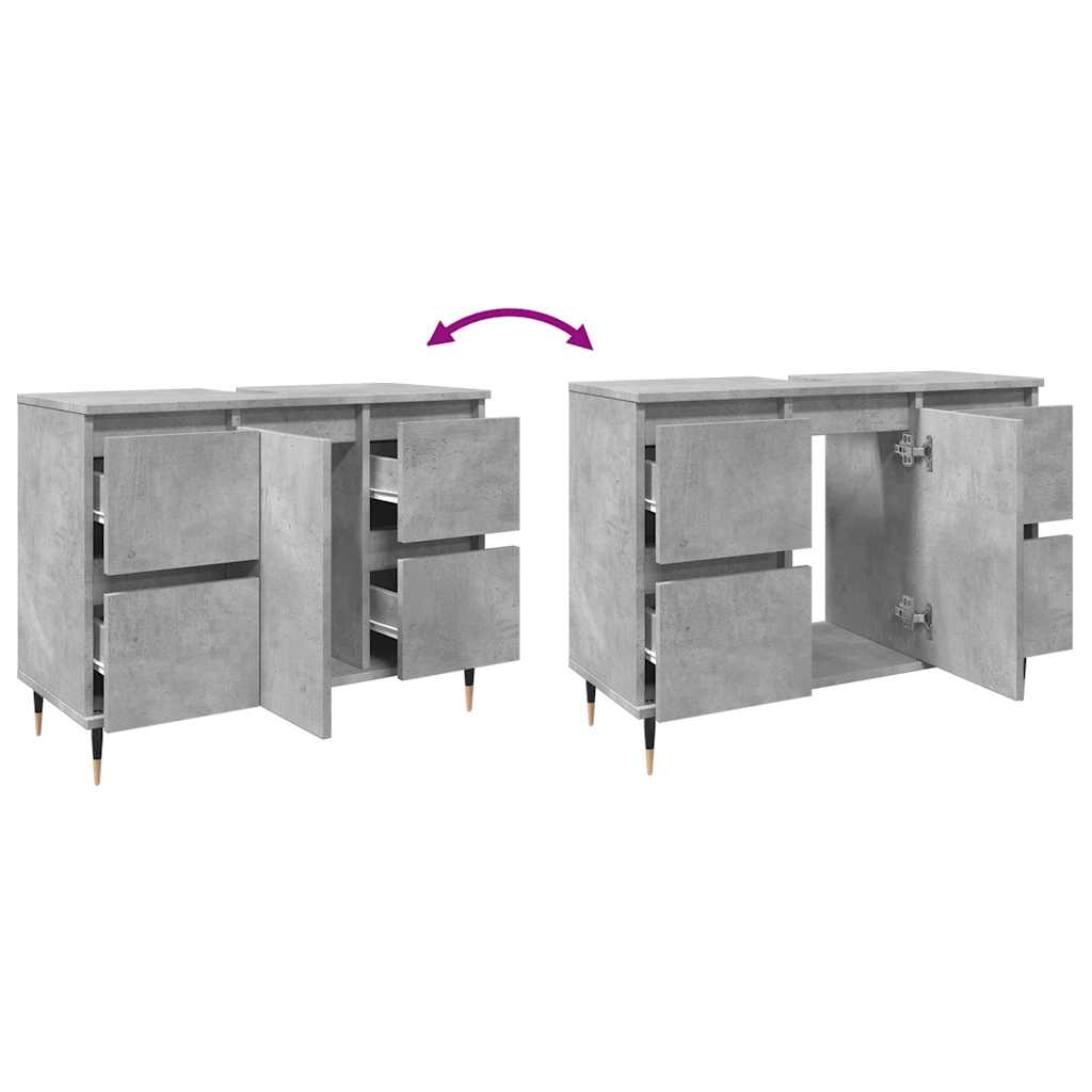 vidaXL Armadietto da Bagno Grigio Cemento 80x33x60cm Legno Multistrato