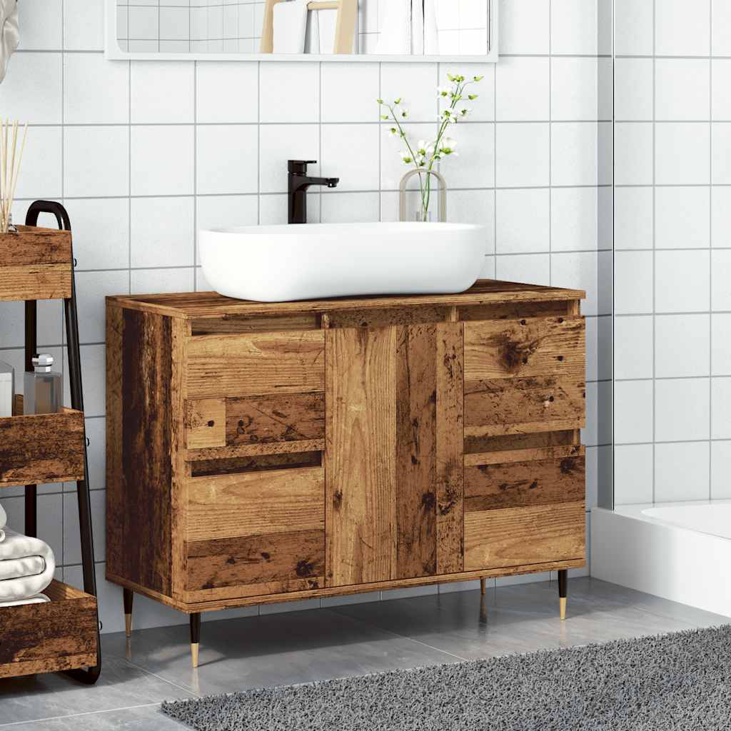 vidaXL Mobile da Bagno Legno Antico 80x33x60 cm in Legno Multistrato